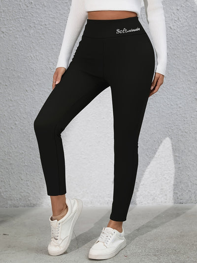 Full Size Letter Embroidered High Waist Leggings