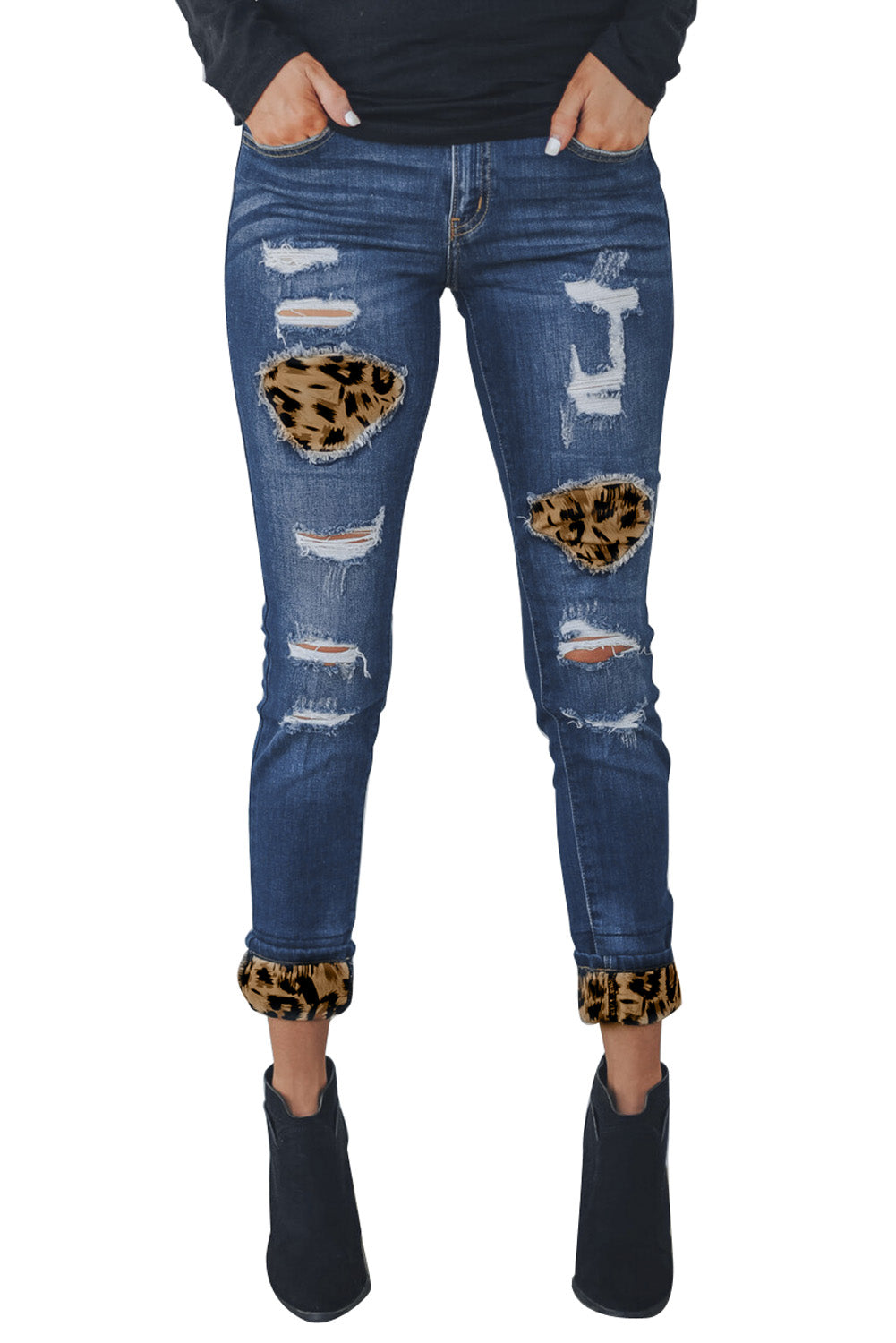 Leopard Print Jeans With Leopard Patches Leopard Leopard Izey